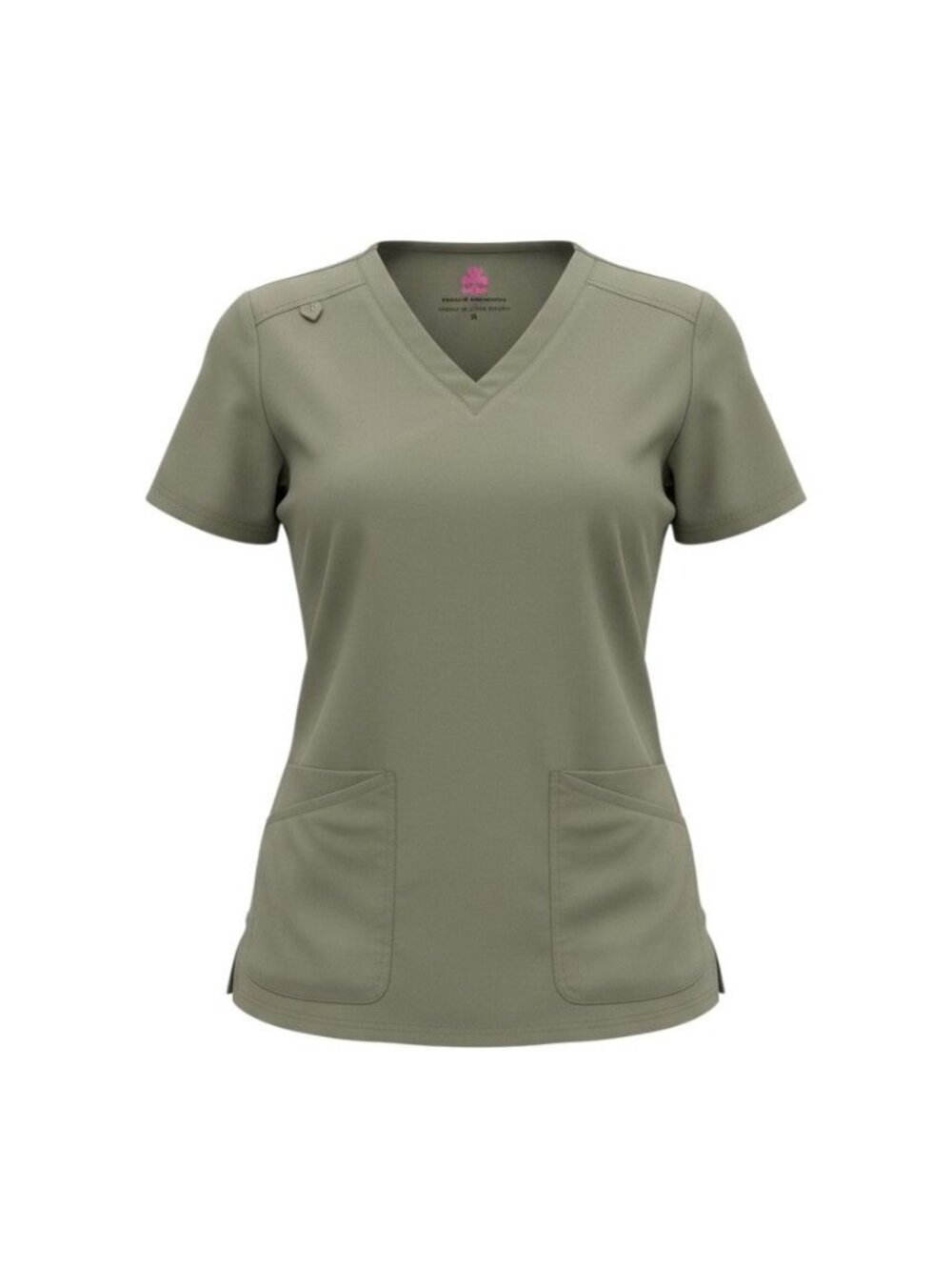 Natural Uniforms Womens Olive Green V-Neck Scrub Top Pockets S